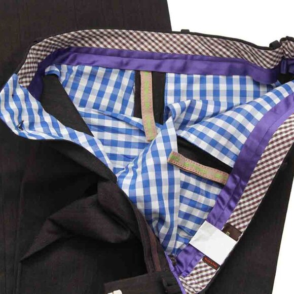 ETRO Dress Pants Brown Flat Front Wool Blend Men's Size 35 X 34 - Picture 2 of 4